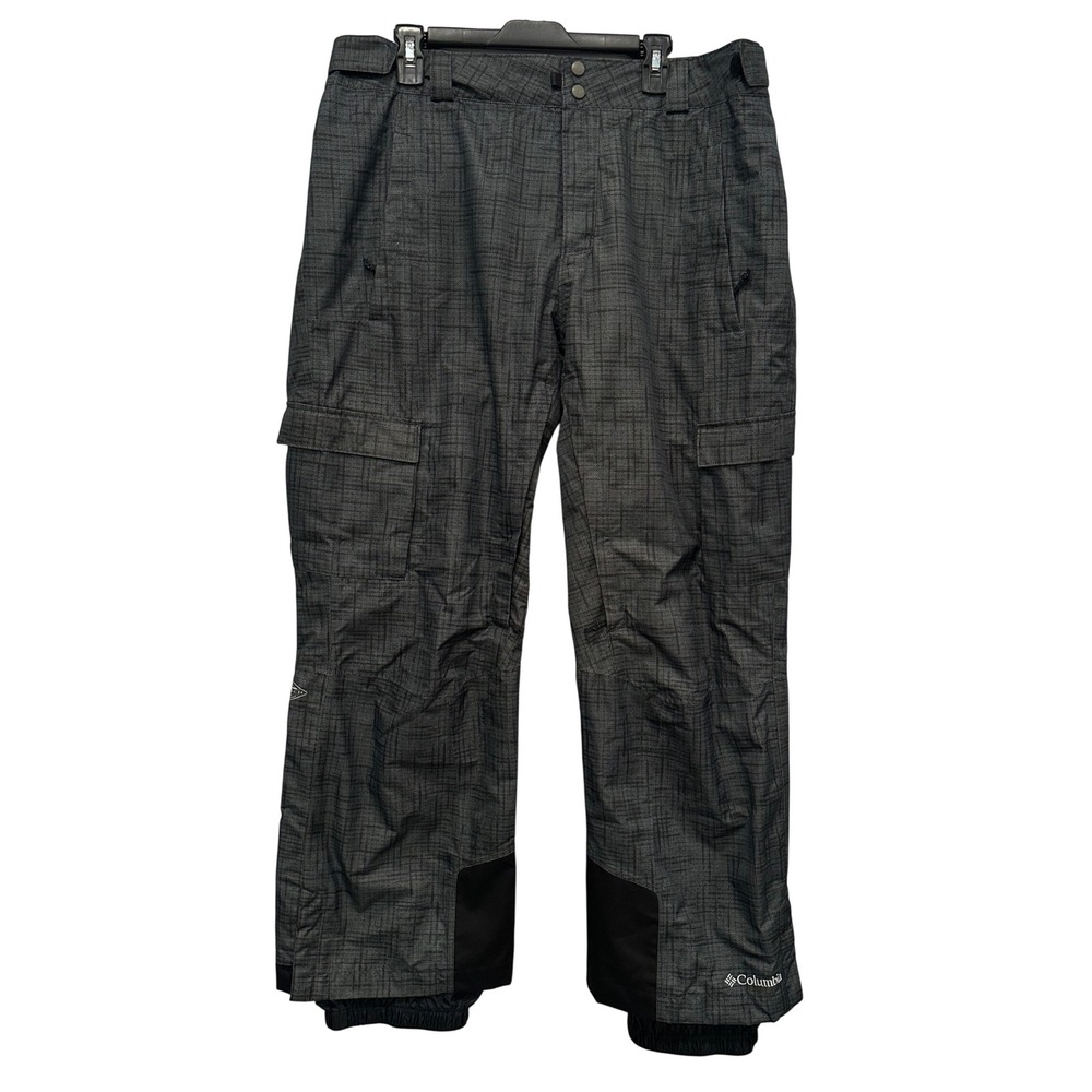 Columbia Mens Omni-Tech Omni-Heat Snow Pants Grey Crosshatch Cargo XL Regular